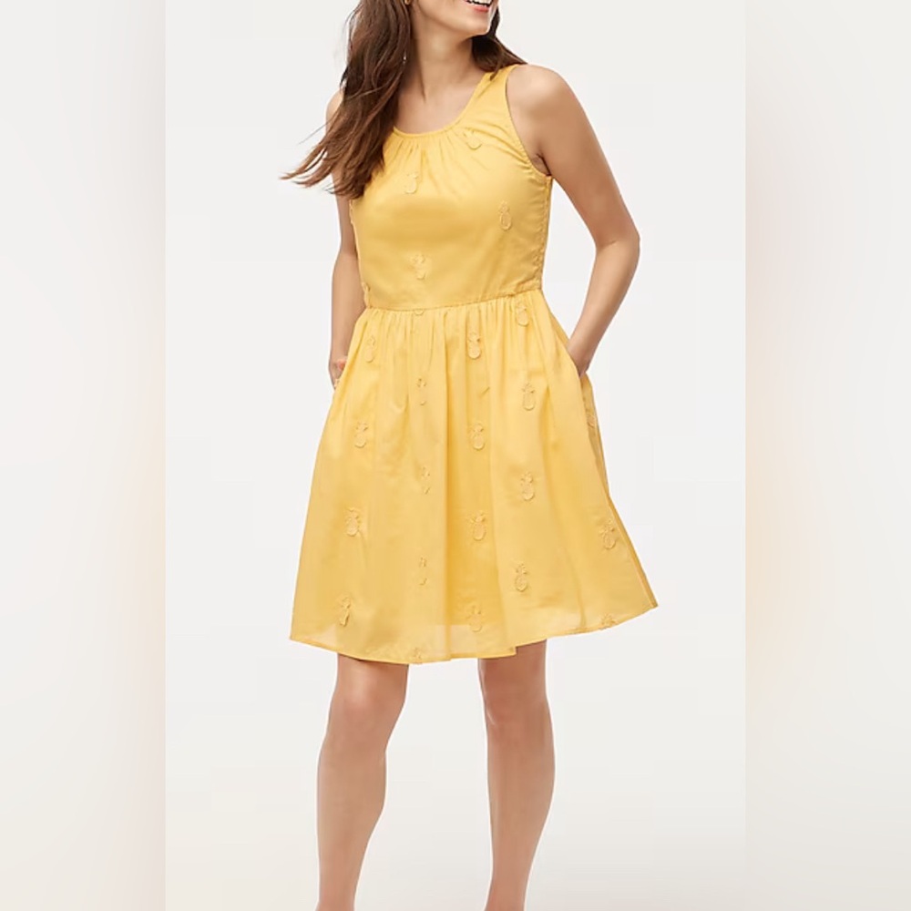 J crew pineapple dress embroidered 4 NWT